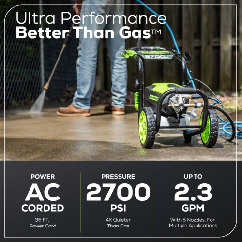 Greenworks 2700 PSI 1.2 GPM 14 Amp Electric Pressure Washer - GPW2700