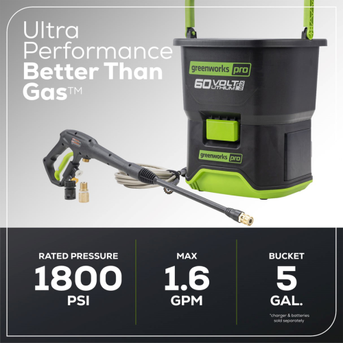 Greenworks 60V 1800 PSI 1.0 GPM Bucket Pressure Washer