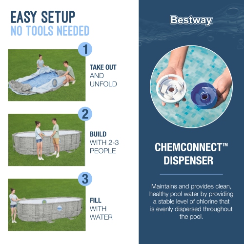 Bestway Power Steel Swim Vista 14' x 8'2" x 39.5" Above Ground Swimming Pool Set