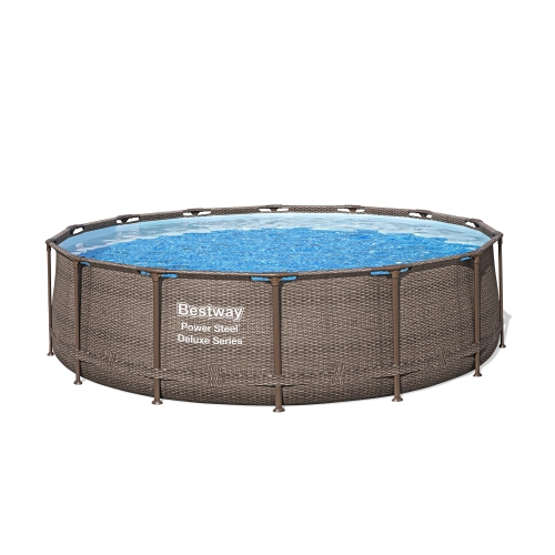 Bestway Power Steel 14' x 42" Above Ground Outdoor Swimming Pool Set with Pump