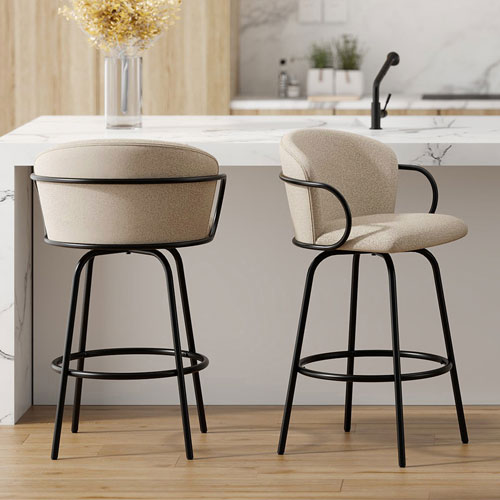 !Nspire Kalani Contemporary Counter Height Swivel Barstool - Set of 2 - Warm Grey