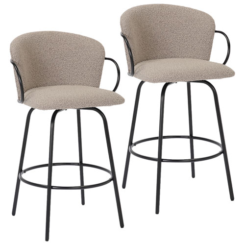 !Nspire Kalani Contemporary Counter Height Swivel Barstool - Set of 2 - Warm Grey