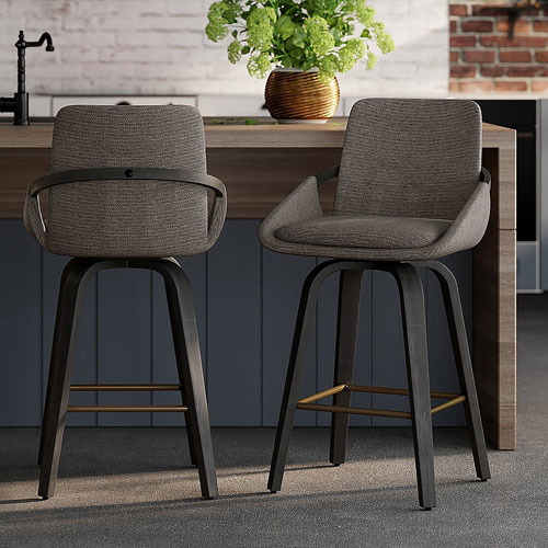 Tabouret de bar contemporain pivotant à hauteur de comptoir Parker de !NSpire - Ensemble de 2 - Anthracite