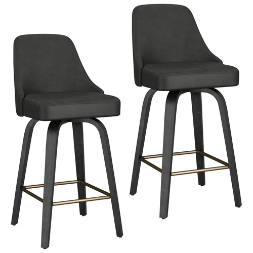Tabouret de bar contemporain pivotant à hauteur de comptoir Oakley de !NSpire - Ensemble de 2 - Anthracite