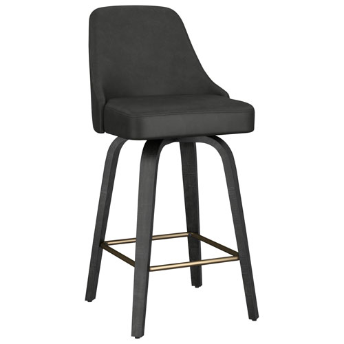 Tabouret de bar contemporain pivotant à hauteur de comptoir Oakley de !NSpire - Ensemble de 2 - Anthracite