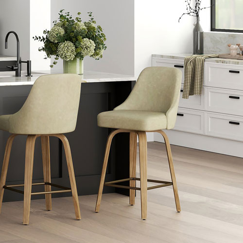 !NSpire Oakley Contemporary Counter Height Swivel Barstool - Set of 2 - Ivory