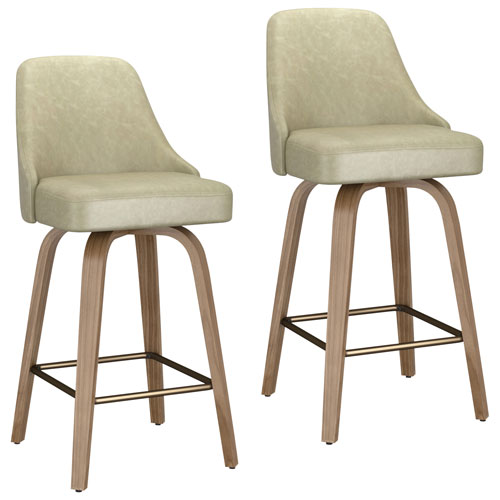 !NSpire Oakley Contemporary Counter Height Swivel Barstool - Set of 2 - Ivory