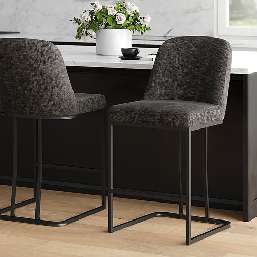 !NSpire Dario Contemporary Counter Height Barstool - Set of 2 - Charcoal