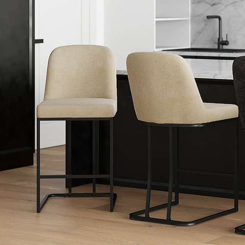 !NSpire Dario Contemporary Counter Height Barstool - Set of 2 - Beige