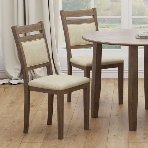 WHI Conrad Contemporary Fabric Dining Chair - Set of 2 - Walnut