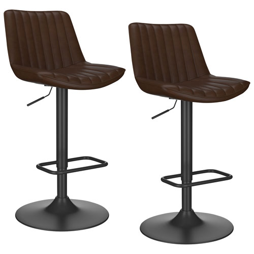 !NSpire Kosi Contemporary Adjustable Height Air-Lift Barstool - Set of 2 - Brown