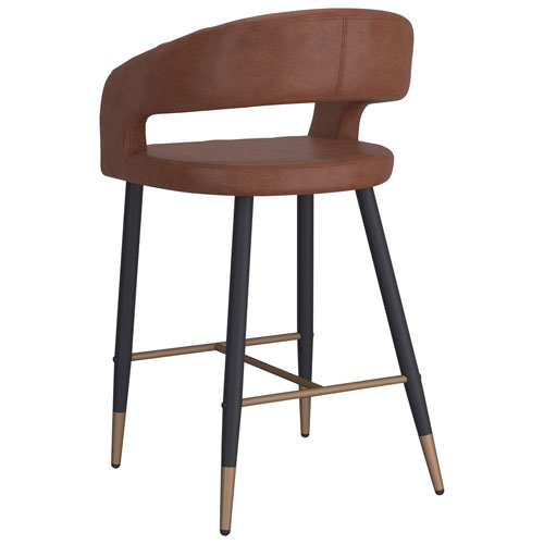 Tabouret de bar contemporain à hauteur de comptoir Crimson de !NSpire - Ensemble de 2 - Brun sellier
