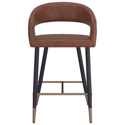 Tabouret de bar contemporain à hauteur de comptoir Crimson de !NSpire - Ensemble de 2 - Brun sellier