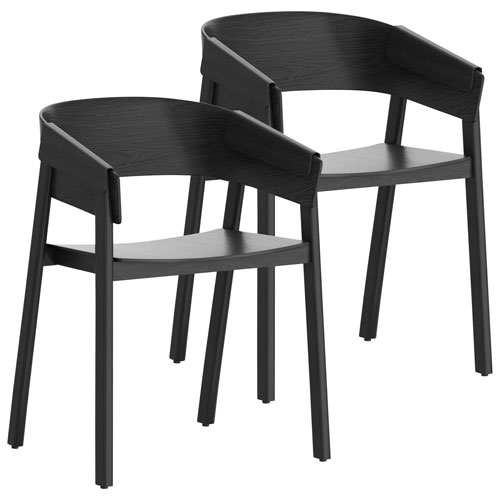 Chaise de salle à manger contemporaine de qualité commerciale Mateo de !Nspire - Ensemble de 2 - Noir