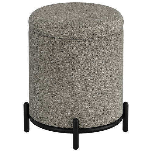 !Nspire Round Fabric Storage Ottoman - Warm Grey