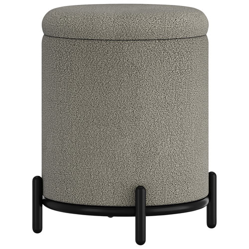 !Nspire Round Fabric Storage Ottoman - Warm Grey