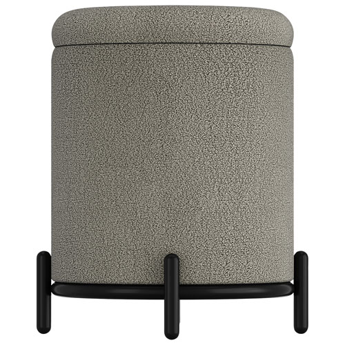 !Nspire Round Fabric Storage Ottoman - Warm Grey