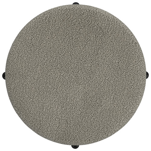!Nspire Round Fabric Storage Ottoman - Warm Grey