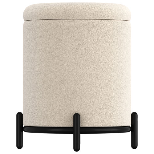 !Nspire Round Fabric Storage Ottoman - Cream