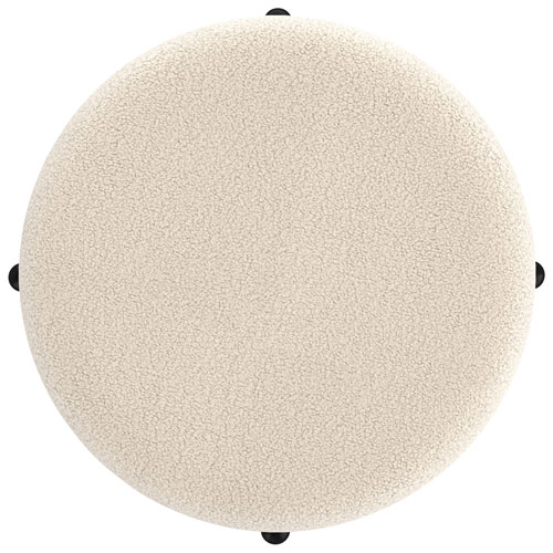 !Nspire Round Fabric Storage Ottoman - Cream