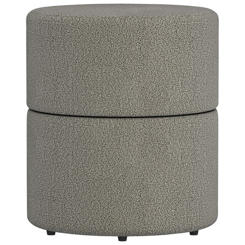 !Nspire Round Fabric Swivel Ottoman - Warm Grey