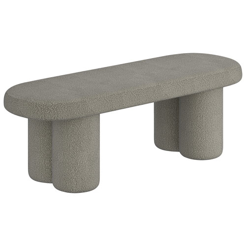 !Nspire Contemporary Boucle Polyester Oval Bench - Warm Grey