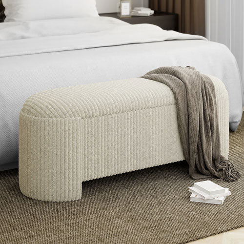 Inspire Fabric Bench Ottoman - Ivory