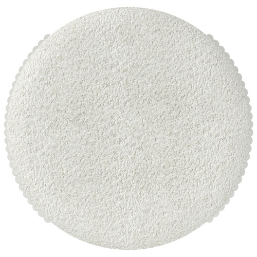 Inspire Fabric Round Ottoman - Ivory / White
