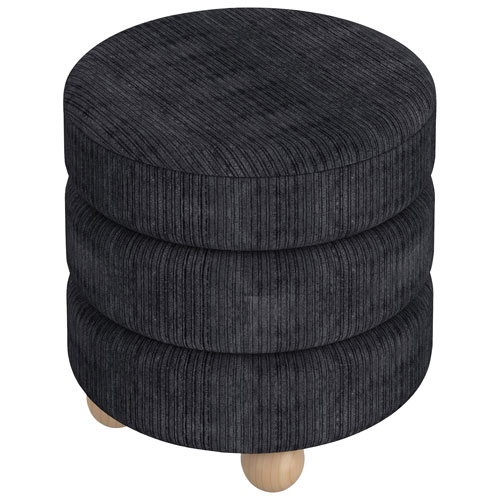 Inspire Fabric Round Ottoman - Black