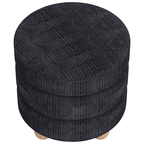 Inspire Fabric Round Ottoman - Black