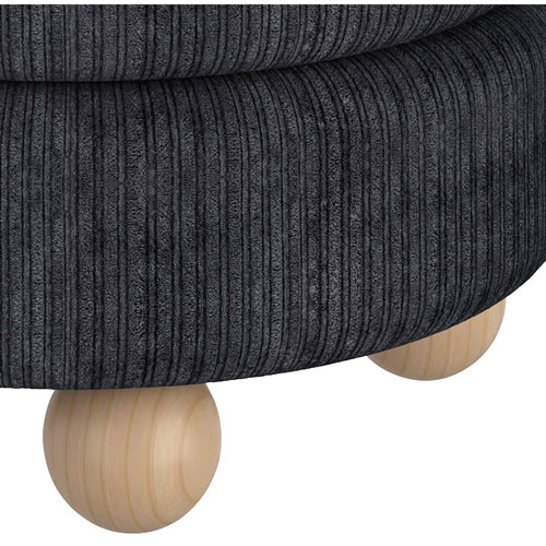 Inspire Fabric Round Ottoman - Black