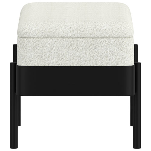 Inspire Fabric Contemporary Polyester Storage Ottoman - Ivory