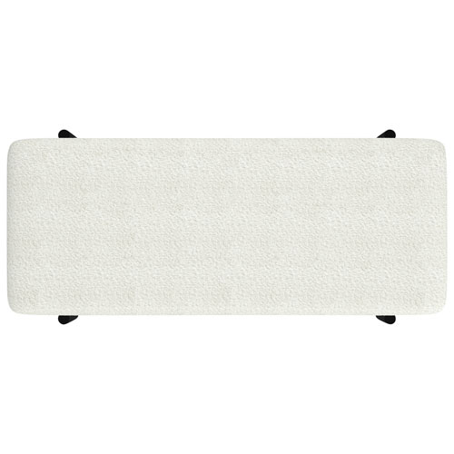 Inspire Fabric Contemporary Polyester Storage Ottoman - Ivory