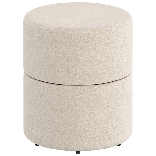 !Nspire Round Fabric Swivel Ottoman - Cream