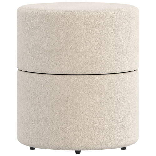 !Nspire Round Fabric Swivel Ottoman - Cream