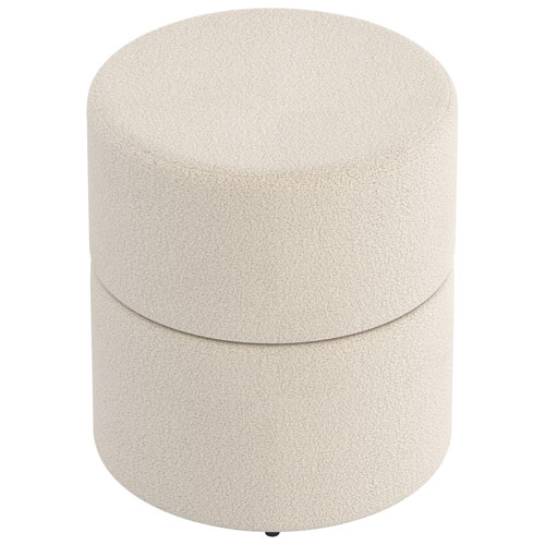 !Nspire Round Fabric Swivel Ottoman - Cream