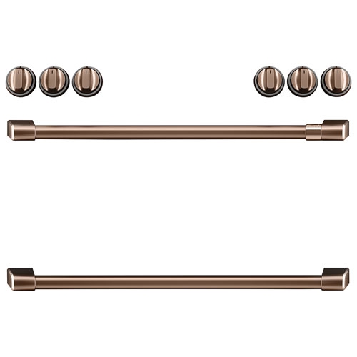 Image 1 de 1.. Boîte ouverte - Ensemble de poignées pour cuisinière à induction Café - Cuivre brossé