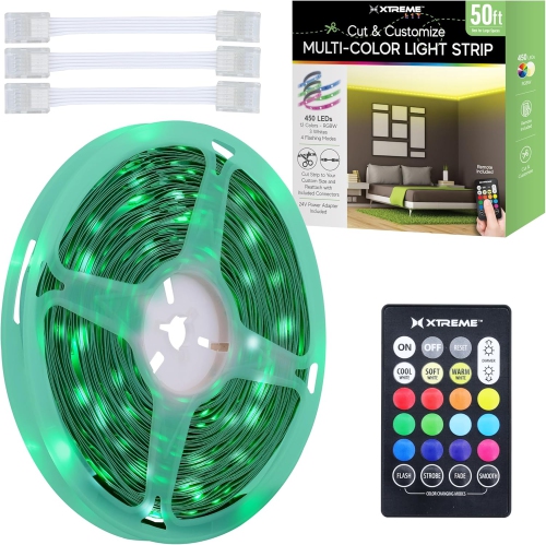 Xtreme 50 Foot Multicolored LED Strip Lights with Remote.