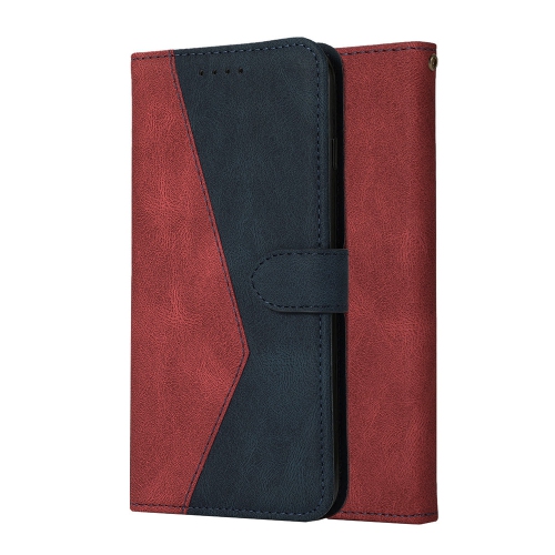 Image 1 de 3.. Étui portefeuille en suède rouge et bleu marine de PANDACO pour iPhone 14 Plus