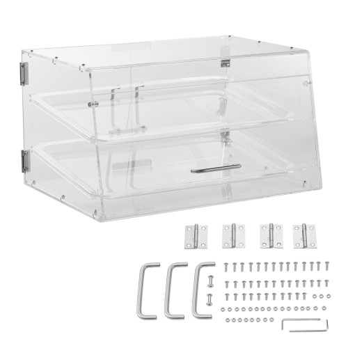 VEVOR 2-Tier Pastry Display Case, Commercial Countertop Bakery Display Case, Acrylic Display Box with Rear Door Access & Removable Shelves, Keep