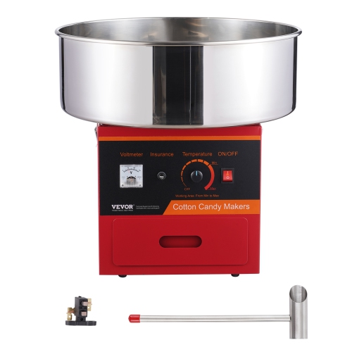 VEVOR 1000W Electric Cotton Candy Machine, Candy Floss Maker,Commercial Cotton Candy Machine with Stainless Steel Bowl, Sugar Scoop, and Drawer,