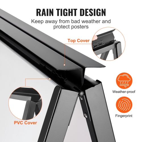 VEVOR 24x36 Inch A Frame Sidewalk Sign, Heavy Duty Slide-in Signboard Holder, Double-Sided Folding Sandwich Board Signs, Steel Pavement Sign Poster