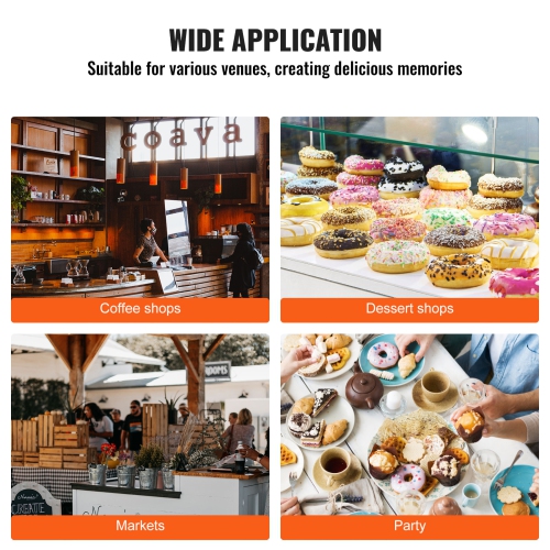 VEVOR 2000W Electric Donut Maker, Commercial Doughnut Machine with Non-stick Surface, 9 Holes Double-Sided Heating Waffle Machine Makes 9 Doughnuts,