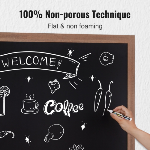 Tableau magnétique à craie de 35 x 46&nbsp;po de VEVOR, affiches suspendues avec craies, tableau en bois rétro, calendrier encadré brun rustique et