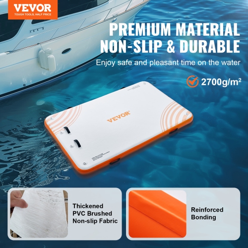 VEVOR 8 x 5FT Inflatable Floating Dock, Dock Platform, Non-Slip Water Floating Dock Mat with Carrying Bag & Detachable Ladder, Floating Platform