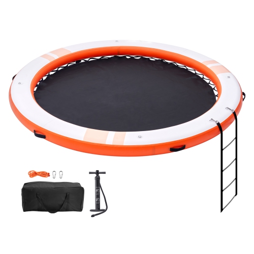 VEVOR 8FT Inflatable Floating Dock,Dock Platform with 5FT Trampoline Mesh Pool,Non-Slip Floating Platform Water Mat with Portable Bag & Detachable