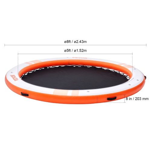 VEVOR 8FT Inflatable Floating Dock,Dock Platform with 5FT Trampoline Mesh Pool,Non-Slip Floating Platform Water Mat with Portable Bag & Detachable