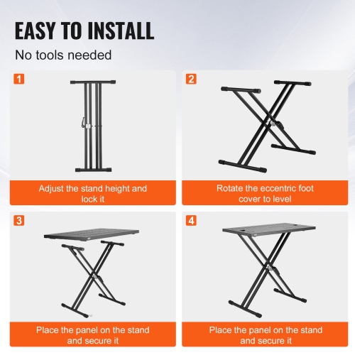 VEVOR 32" x 20" DJ Table Stand, DJ Laptop and Controller Stand, Lightweight DJ Desk DJ Booth Height DJ Stand, Foldable Double-X Braced Keyboard Stand