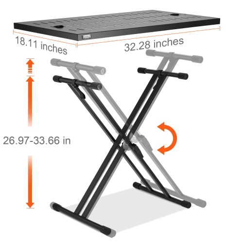 VEVOR 32" x 20" DJ Table Stand, DJ Laptop and Controller Stand, Lightweight DJ Desk DJ Booth Height DJ Stand, Foldable Double-X Braced Keyboard Stand