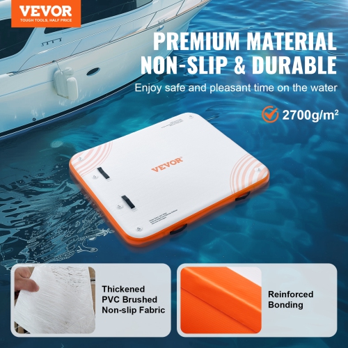 VEVOR 6 x 5FT Inflatable Floating Dock, Non-Slip Water Floating Dock Mat with Portable Carrying Bag & Detachable Ladder, Floating Platform Island